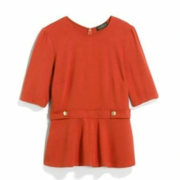 ELOQUII‎ NWOT Bilden Button Detail Peplum Knit Top in Scarlet Sage - Picture 1 of 10